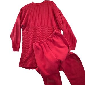 Vintage 2 Piece Matching Set Tunic Sweater & Pants 90s Y2K Size Large Wool Blend